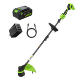 24V 15" Cordless Battery Brushless String Trimmer w/ 6.0Ah Batteries and 65W Type-C Charger(3-Ft Cable)
