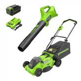 40V 16" Cordless Battery Brushless Push Lawn Mower and 350 CFM Blower Combo Kit: 4.0 Ah Battery and Charger