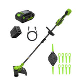 24V 13" Cordless Battery Brushless String Trimmer/Edger w/ 4.0Ah 21700 Batteries and 65W Type-C Charger(3-Ft Cable)