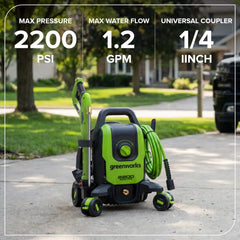 2200-PSI 1.2 GPM Four-Weel Electric Pressure Washer with 5 Nozzles & Detergent Tank