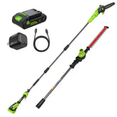 24V 8" Cordless Battery Pole Saw w/ 20" Hedge Trimmer Attachment Combo Kit (2.0 Ah Battery & 30W Type-C Charger (3-Ft cable))