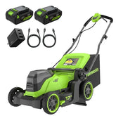 48V (24V x 2) 17" Cordless Battery Push Lawn Mower w/ Two (2) 4.0Ah Batteries, (1) 65W Type-C Charger & (2) 3-FT Cables, LM1702