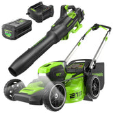 OPEN BOX 80V 21" Cordless Battery 4-in-1 Push Lawn Mower & 700CFM Blower Combo Kit w/ 5.0Ah Battery & 6A Charger