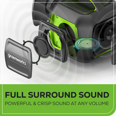 24V Cordless Battery Bluetooth Speaker: 2.0 Ah Battery and Charger