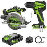 24V PowerAll 3/8" Drill Driver (280 in-lbs) & 6-1/2" Circular Saw (5000 RPM) Combo Kit: (1) 2.0Ah USB-C Battery, (1) 30W USB-C Charger, (1) 3' 100W USB-C Cable