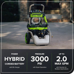 60V/AC Hybrid 3000-PSI 2.0 GPM Electric Pressure Washer (Tool Only)