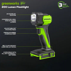 24V 200 Lumen Cordless Battery LED Flashlight (Tool Only)