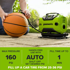 24V PowerAll Dual-Power Inflator/Deflator, with Pinch Valve Adaptor, Sports Ball Needle, Brass Presta Valve Adaptor, and Narrow Pinch Valve Nozzle