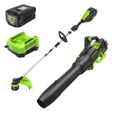 80V Cordless Brushless 16" String Trimmer and 700 CFM Blower Combo Kit: 2.5 Ah Battery and 4Amp Charger