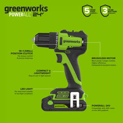24V PowerAll 3-Tool Combo Kit w/ 3/8" Drill, 6-1/2" Circular Saw & Oscillating Multi-Tool: (1) 2.0Ah USB-C Battery, (1) 30W USB-C Charger, (1) 3' 100W USB-C Cable