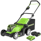 48V (24V x 2) 17" Cordless Battery Push Lawn Mower w/ Two (2) 4.0Ah USB Batteries & Dual Port Charger, LM1712