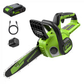 24V 10" Cordless Battery Chainsaw w/ 2.0Ah Battery & 30W Type-C Charger(3-Ft Cable)