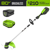 80V 16" Cordless Brushless String Trimmer: 2.0 Ah Battery and 2Amp Charger