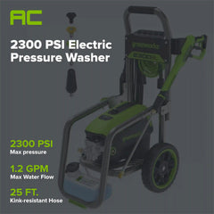 2300 PSI 1.2 GPM Cold Water Electric Pressure Washer (Gen 2)