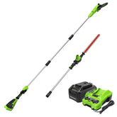 24V 10" Cordless Battery Polesaw and Pole Hedge Trimmer Combo Kit, 4Ah USB Battery and Charger