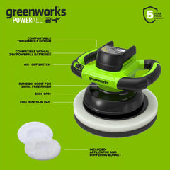 24V 10" Cordless Battery Buffer and Polisher (Tool Only)