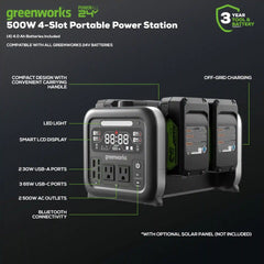 24V 500W Portable Power Station, (4)4.0 Ah Battery and Charger