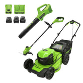 48V (24V x 2) 20" Cordless Battery Push Mower 3PC Combo Kit: (2) 4.0 Ah USB Batteries,(1) 2.0 Ah Battery,(1) Dual-Port Rapid Charger and (1) Charger
