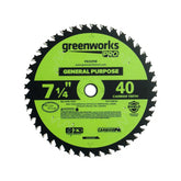 Pro 40-Tooth 7-1/4" General Purpose Circular Saw Blade with Construction-Grade Carbide Teeth