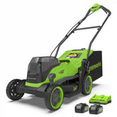 48V (24V x 2) 14" Cordless Battery Brushless Push Lawn Mower: (2) 4.0 Ah Battery and 2A Dual-port Charger, LM1412