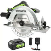 OPEN BOX 24V Circular Saw 7-1/4", Saw Blade and Dust Connector Kit: 4.0 Ah Battery and Charger