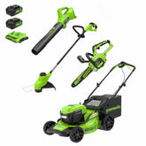 48V (24V x 2) 20" Cordless Battery Push Mower 4PC Combo Kit: (2) 4.0 Ah Batteries and Dual-Port Chargers