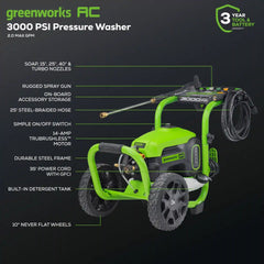 OPEN BOX 3000 PSI 2.0 GPM Cold Water Electric Pressure Washer Combo Kit, Short Gun, Mitts and 15" Surface Cleaner