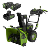 80V 24" Cordless Battery Two-Stage Snow Blower: (2) 5.0 Ah Batteries and Dual-Port Rapid Charger