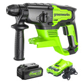 24V SDS-Plus 2J Brushless Rotary Hammer Drill: 4.0 Ah USB Battery and Charger