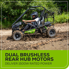 80V STEALTH Series All-Terrain 2-Seat Electric Youth Go-Kart: (2) 8.0 Ah Batteries and Dual-Port Charger