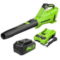OPEN BOX 24V 450 CFM Cordless Battery Leaf Blower: 4.0 Ah USB Battery and Charger