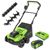 40V 15" Cordless Battery Brushless Dethatcher/Scarifier: 5.0Ah Battery and Rapid Charger