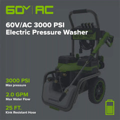 60V/AC Hybrid 3000-PSI 2.0 GPM Electric Pressure Washer (Tool Only)