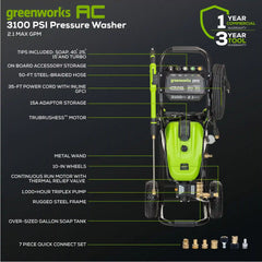 3100 PSI 2.1 GPM Cold Water Electric Pressure Washer