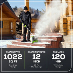 40V 12" Cordless Battery Snow Shovel: 4.0 Ah Battery and Charger