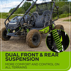 80V STEALTH Series All-Terrain 2-Seat Electric Youth Go-Kart: (2) 8.0 Ah Batteries and Dual-Port Charger