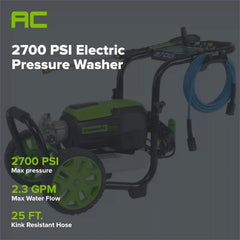 2700 PSI 2.3 GPM Cold Water Electric Pressure Washer