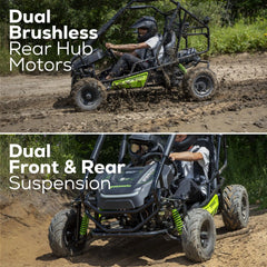 80V All-Terrain 2-Seat Electric Youth Go-Kart: (2) 8Ah Batteries and Dual-Port Charger