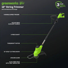 OPEN BOX 48V (24V x 2) 21" Cordless Battery Self-Propelled Mower, 12" String Trimmer and 320 CFM Blower Combo Kit: (2) 5.0Ah Batteries and Chargers