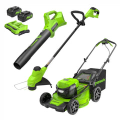 OPEN BOX 48V (24V x 2) 21" Cordless Battery Self-Propelled Mower, 12" String Trimmer and 320 CFM Blower Combo Kit: (2) 5.0Ah Batteries and Chargers