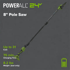 24V 8" Cordless Battery Telescope Pole Saw+Bag (Tool Only)
