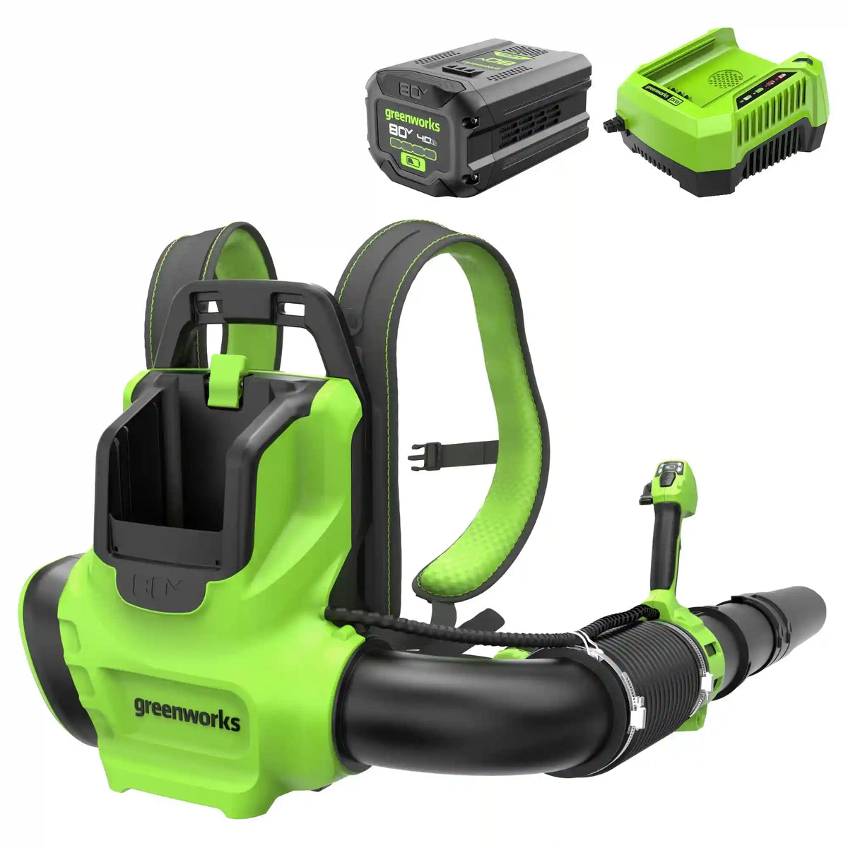80V 750CFM Cordless Battery Single Port Backpack Blower, 4Ah Battery and Charger