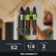 Pro 3-PC 2 in. Impact Rated Bits