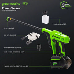 OPEN BOX 24V 600-PSI Cordless Power Cleaner: (2) 2.0 Ah Batteries and Charger