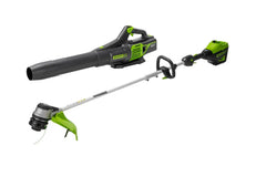 80V 16" Cordless Battery String Trimmer and 730 CFM Leaf Blower Combo Kit: 2.5 Ah Battery and Charger