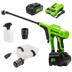 OPEN BOX 24V 600 PSI 0.8 GPM Cold Water Cordless Power Cleaner: 4.0 Ah USB Battery and Charger