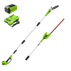 40V 8" Cordless Battery Pole Saw and Hedge Trimmer Attachment: 2.0 Ah Battery and Charger