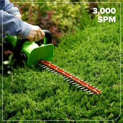 24V 22" Cordless Battery Hedge Trimmer 2800 SPM: 4.0 Ah USB Battery and Charger