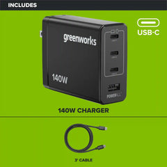 24V PowerAll Charger Set with 140W USB-C Charger Block and (2) 3.3' 100W USB-C Cables