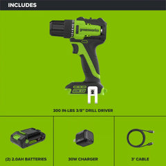 24V PowerAll 3-Tool Combo Kit w/ 3/8" Drill, 6-1/2" Circular Saw & Oscillating Multi-Tool: (1) 2.0Ah USB-C Battery, (1) 30W USB-C Charger, (1) 3' 100W USB-C Cable
